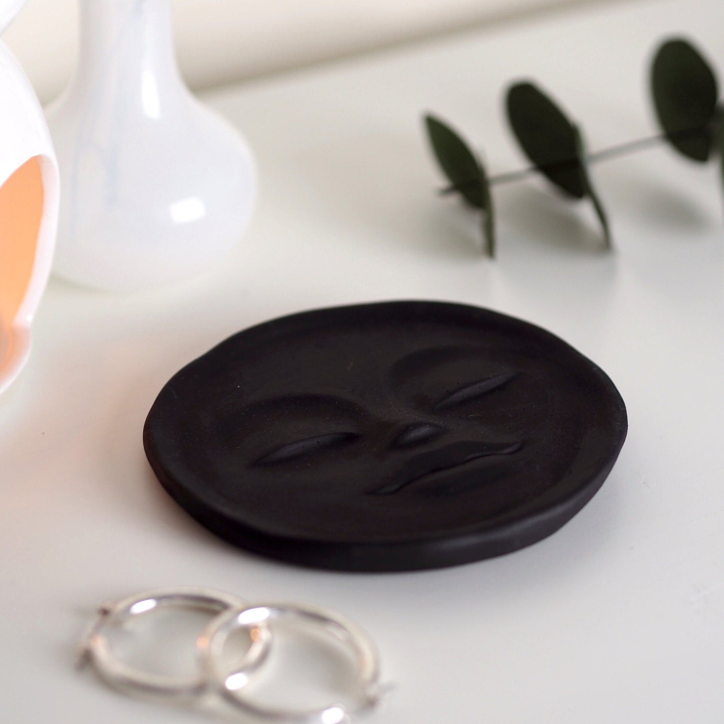 Concrete Moon Face Trinket Dish