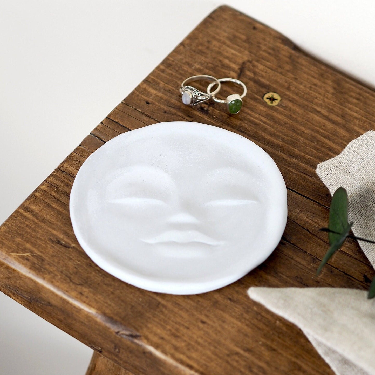 Concrete Moon Face Trinket Dish