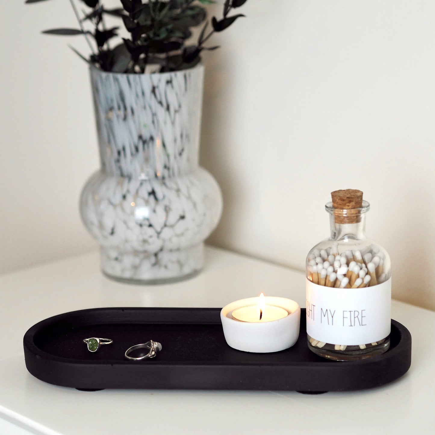 Black Concrete Oval Styling Tray (Medium)