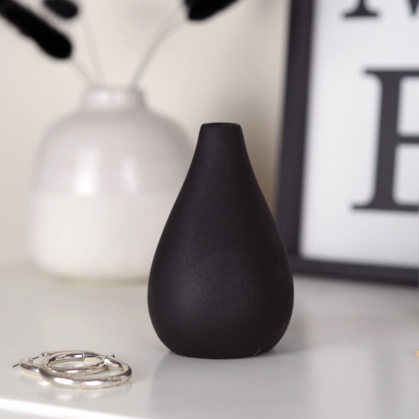 Concrete Teardrop Bud Vase