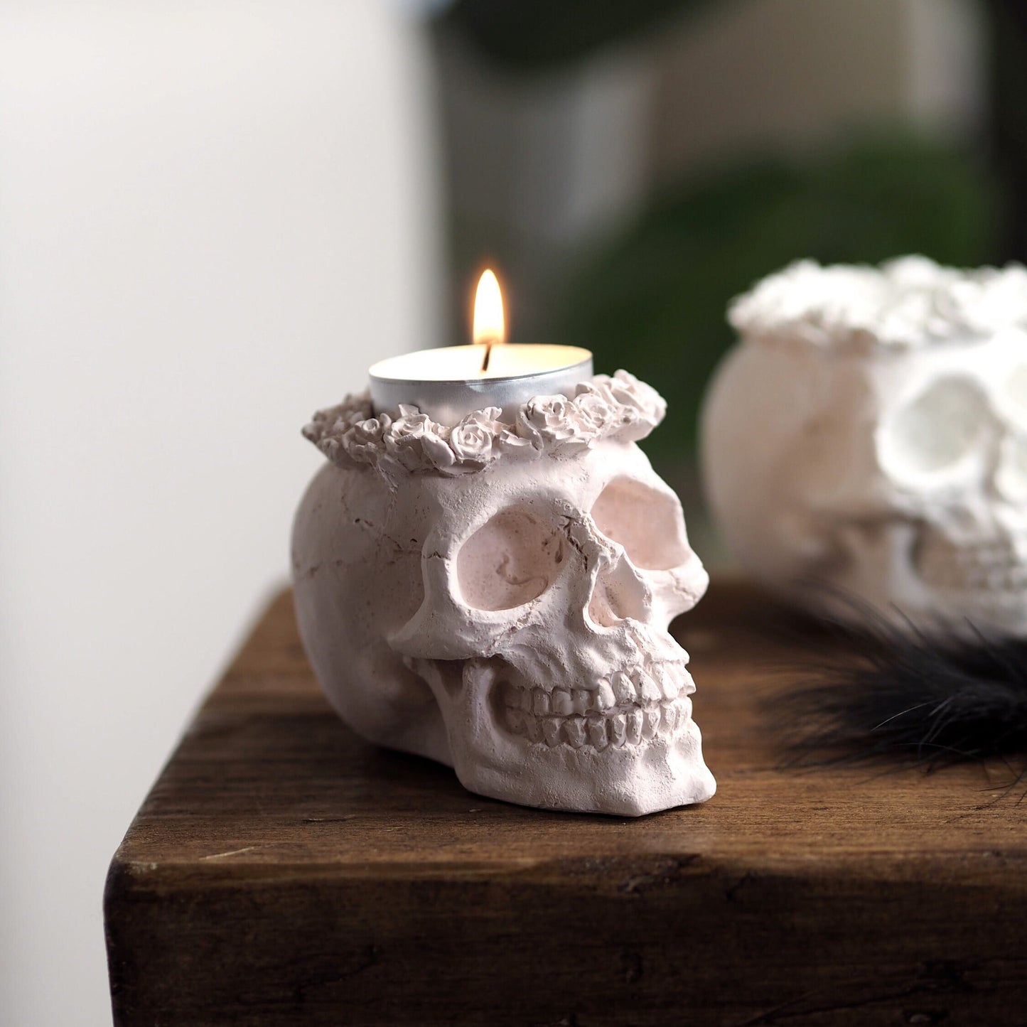 Concrete Skull Tea Light Holder