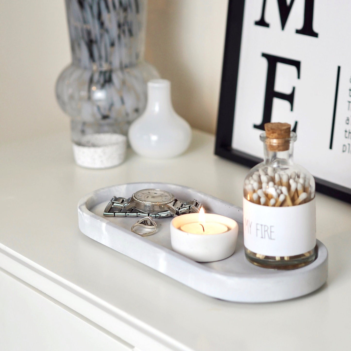 Concrete Oval Styling Tray (Medium),
