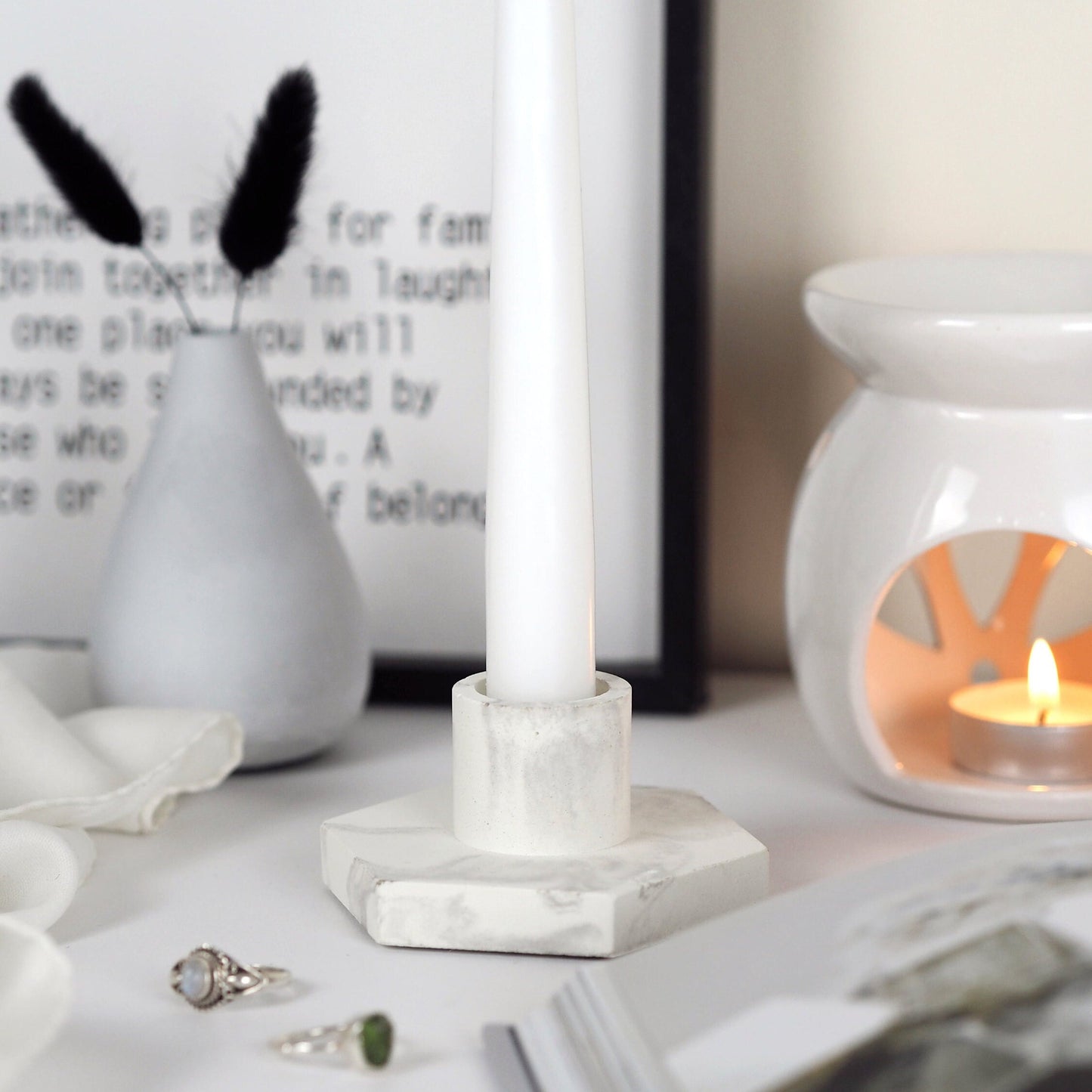 Concrete Hex Candle Stick Holders