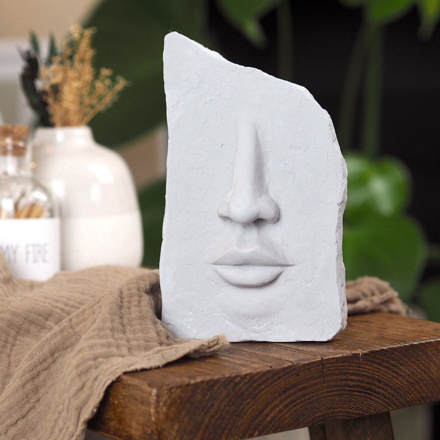 Concrete Face Sculpture