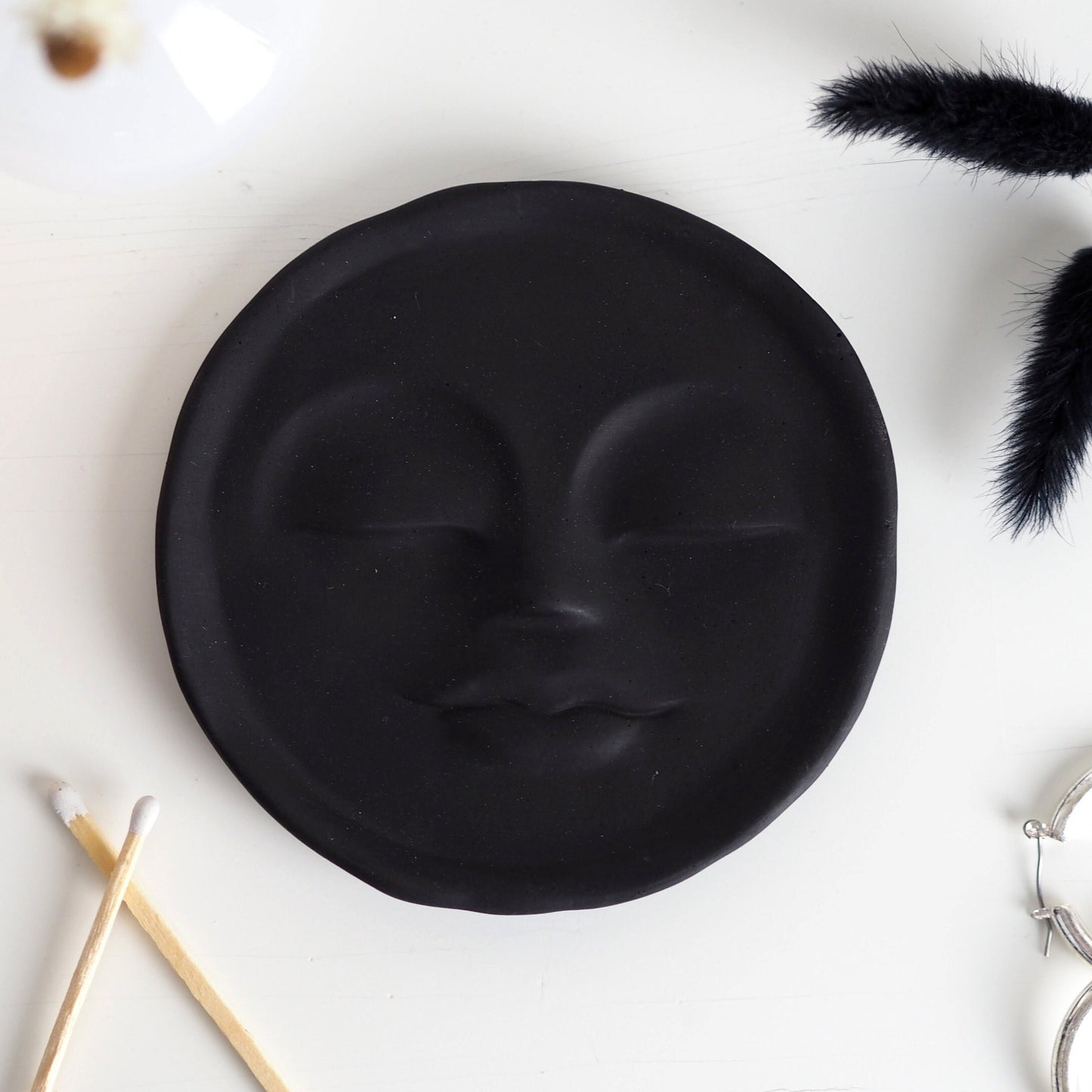 Concrete Moon Face Trinket Dish