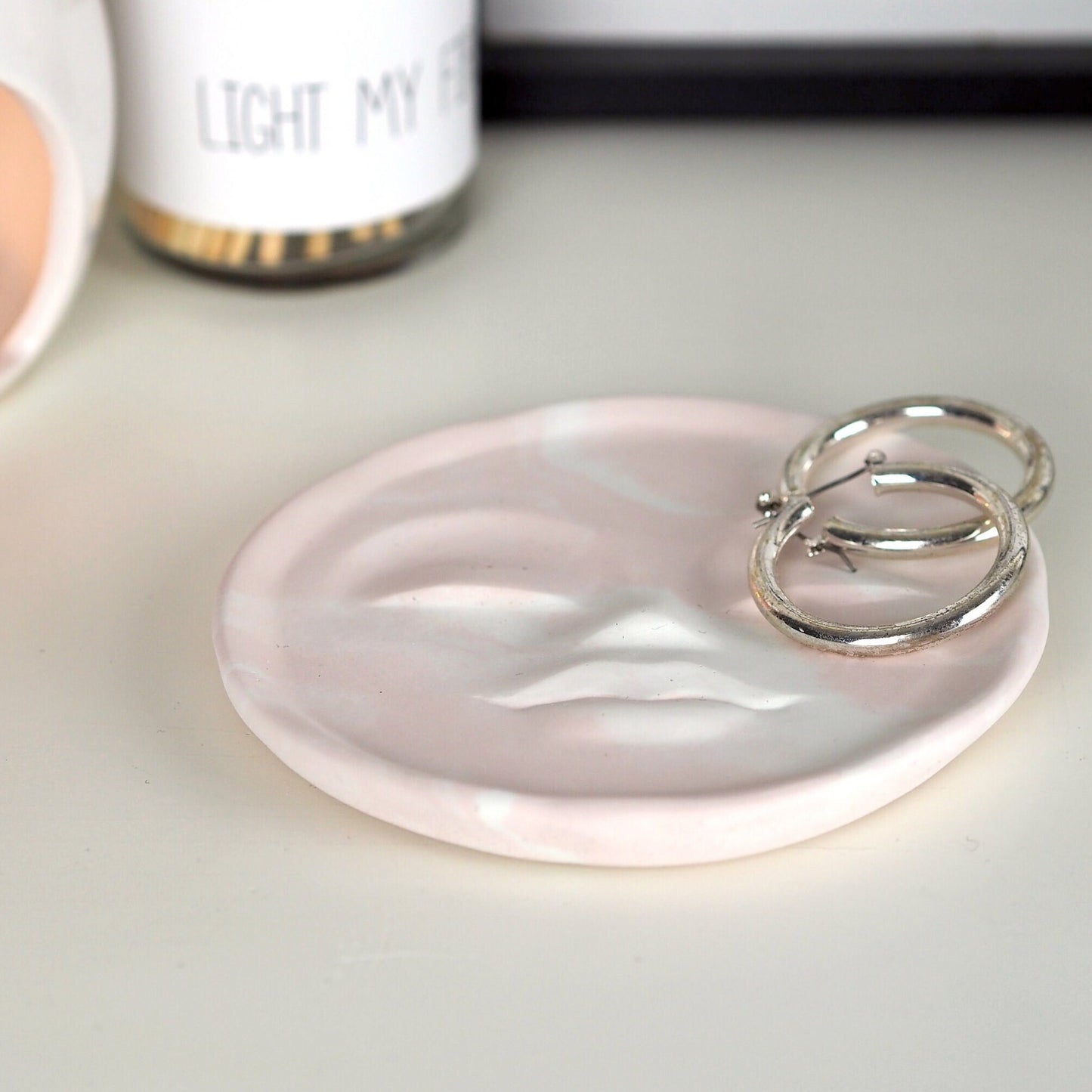 Concrete Moon Face Trinket Dish