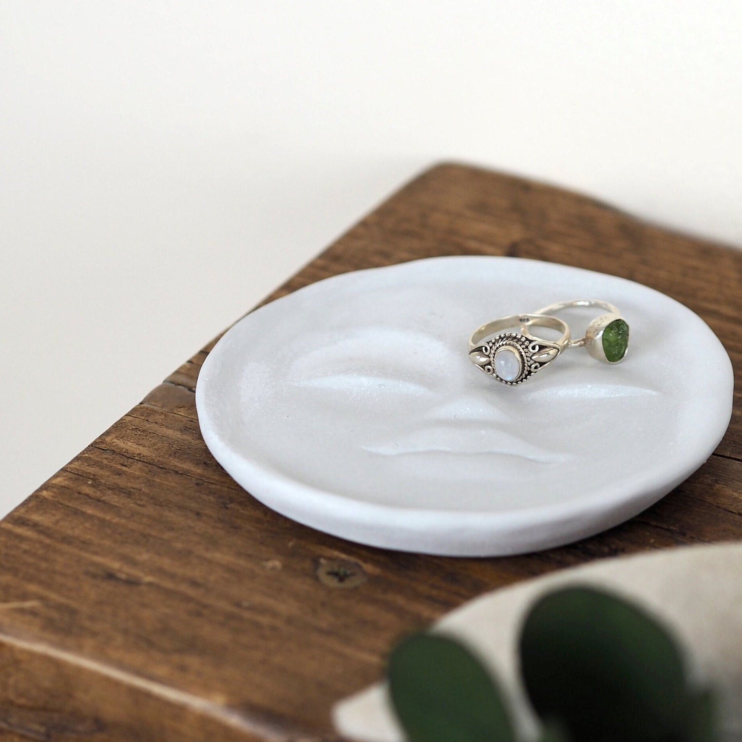 Concrete Moon Face Trinket Dish