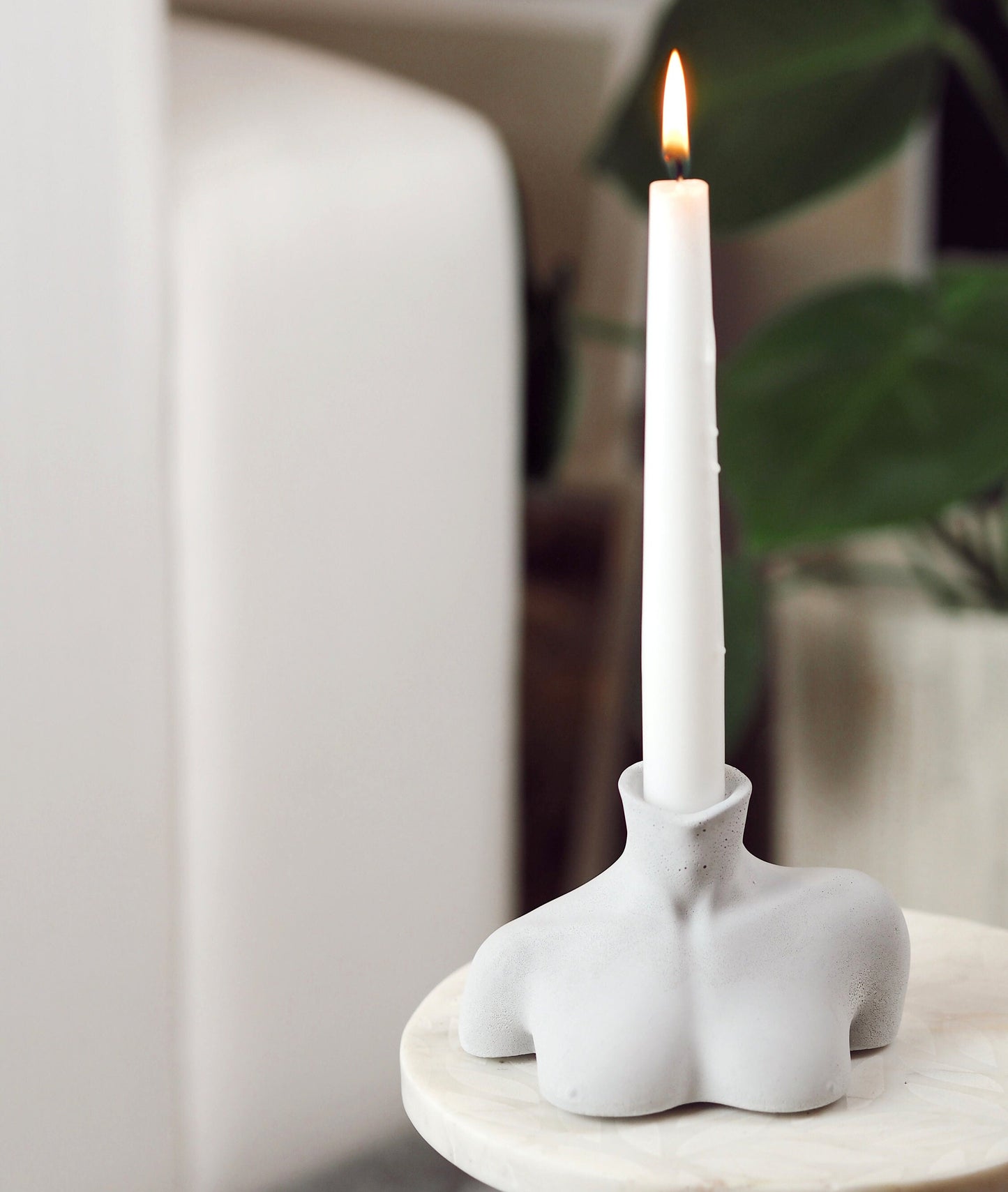 Concrete Bust Candlestick Holder