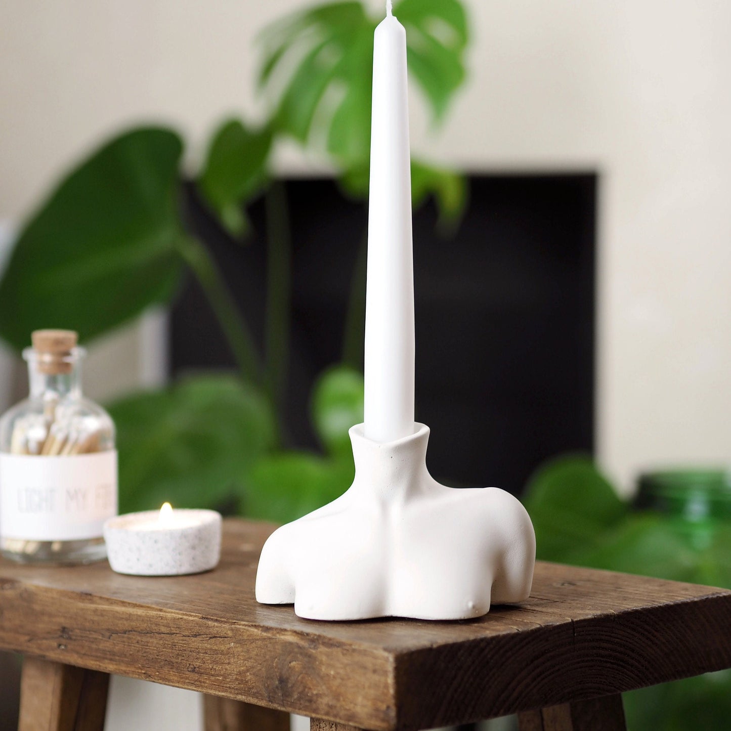 Concrete Bust Candlestick Holder