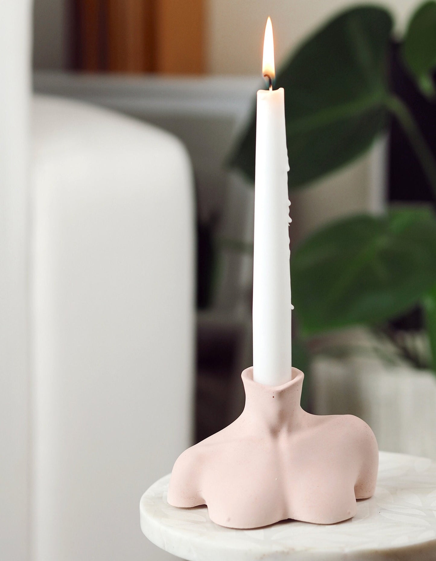 Concrete Bust Candlestick Holder