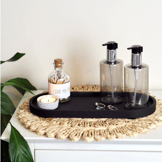 Black Concrete Oval Styling Tray (Large)