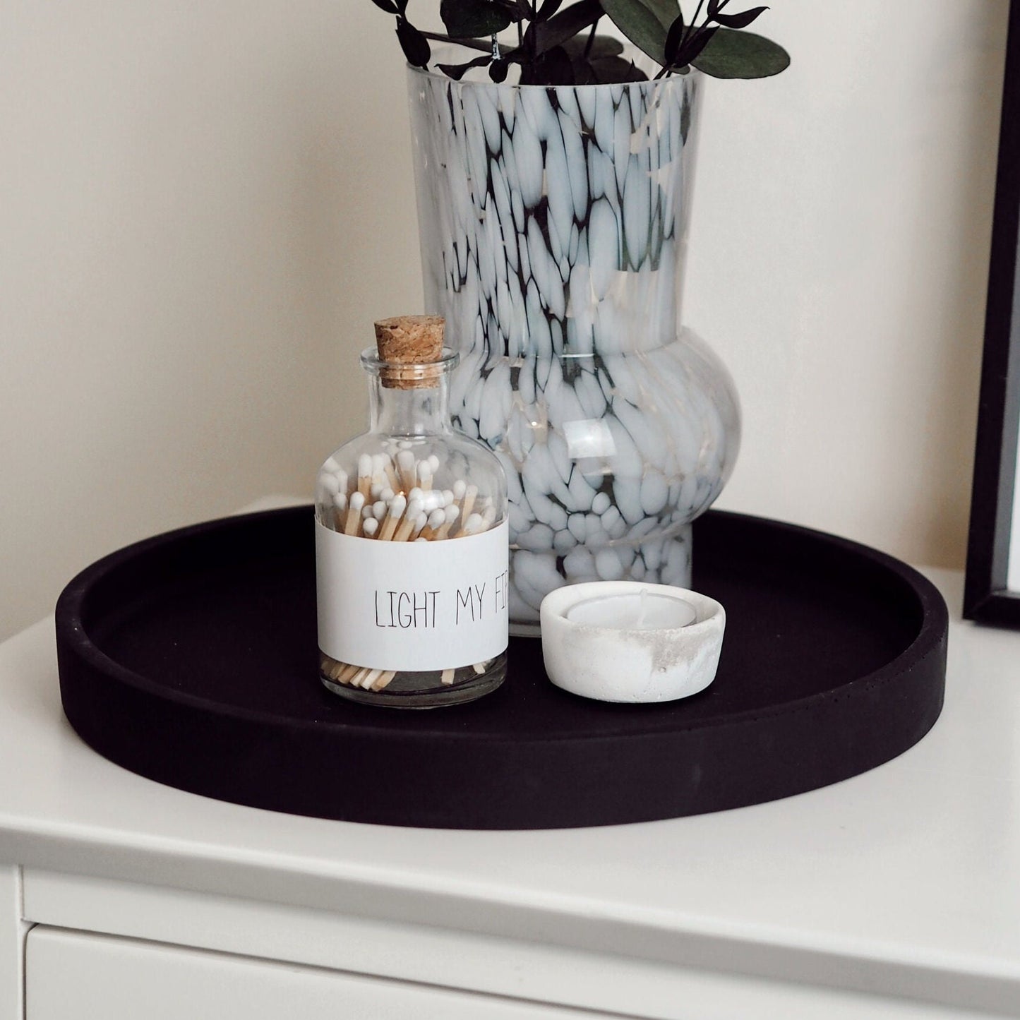 Large Black Round Display Tray