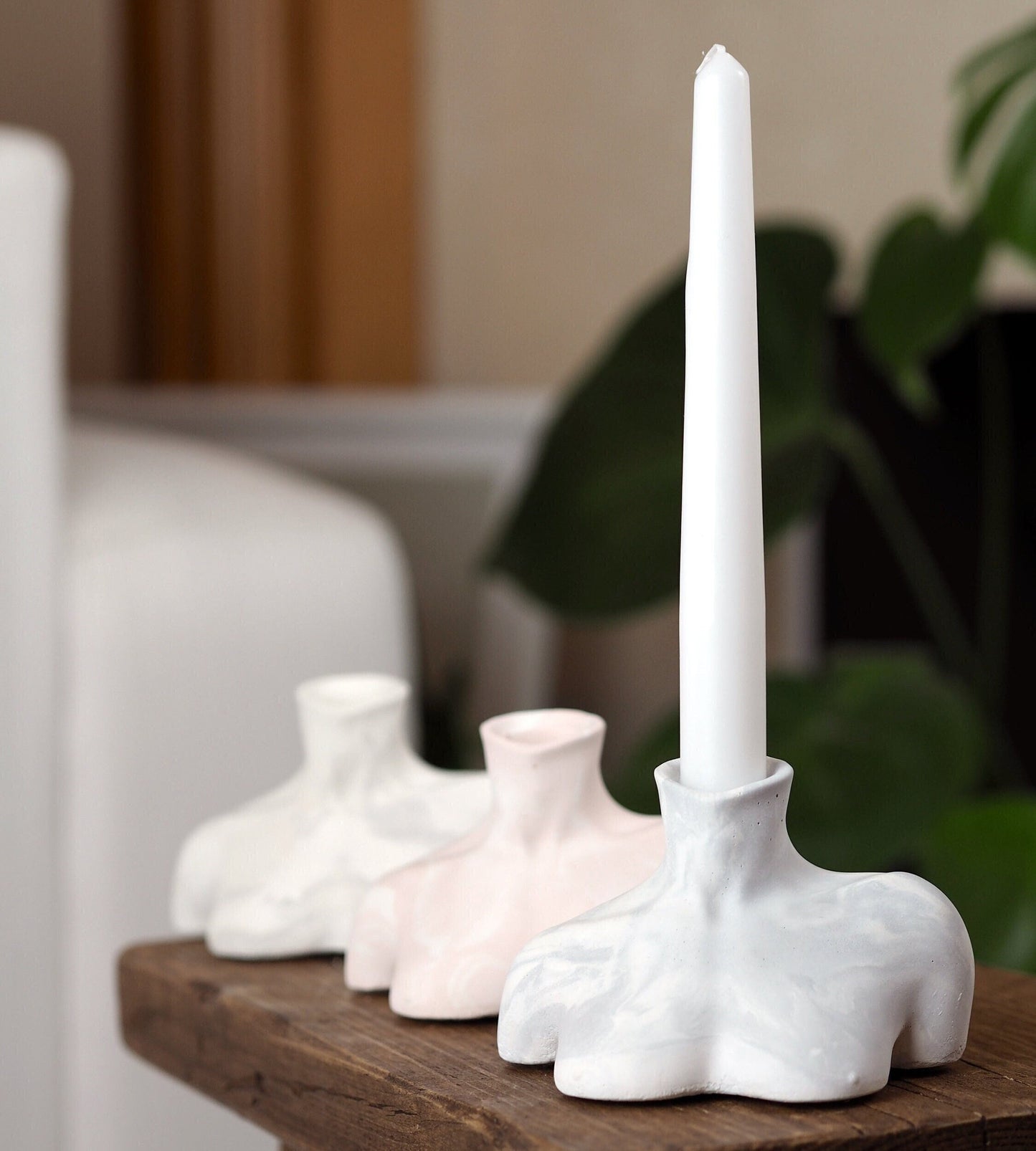 Concrete Bust Candlestick Holder