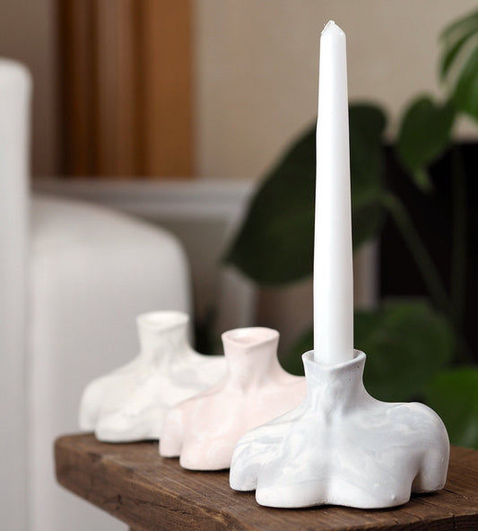 Concrete Bust Candlestick Holder
