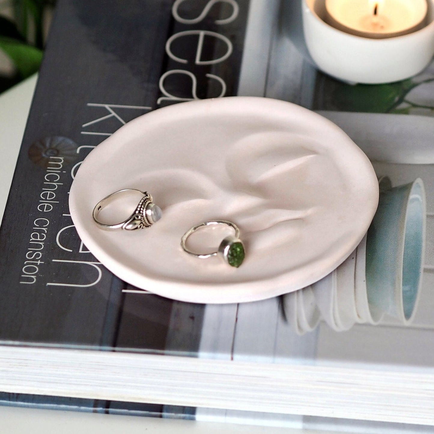 Concrete Moon Face Trinket Dish
