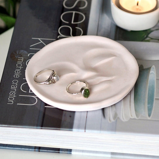 Concrete Moon Face Trinket Dish