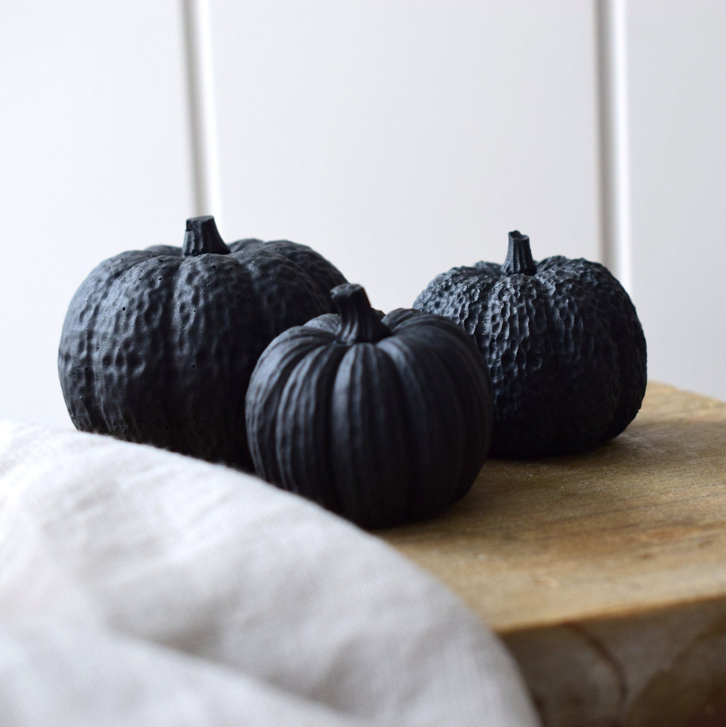 Matte Black Concrete Pumpkins