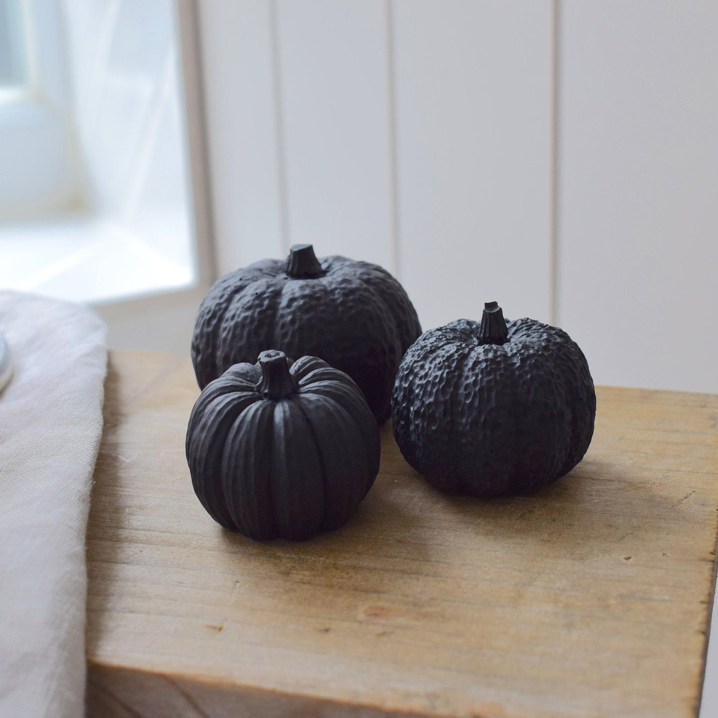 Matte Black Concrete Pumpkins