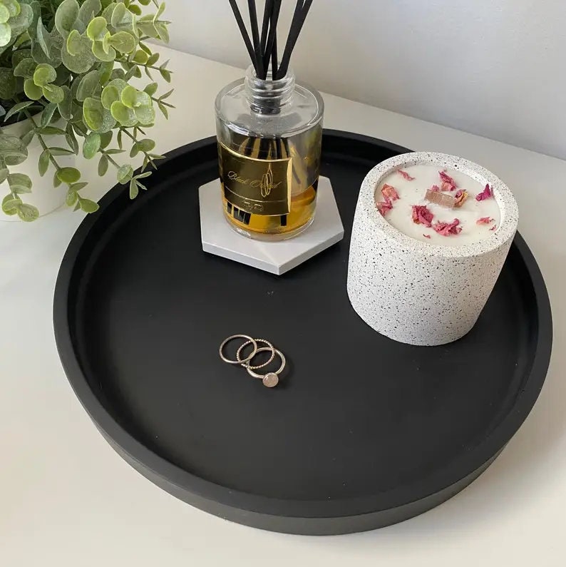 Large Black Round Display Tray
