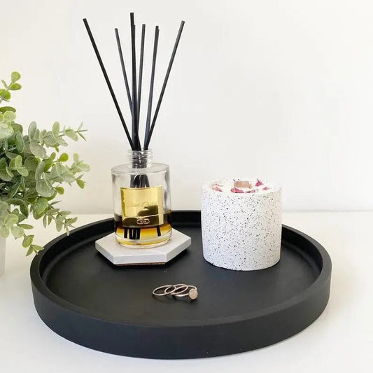 Large Black Round Display Tray