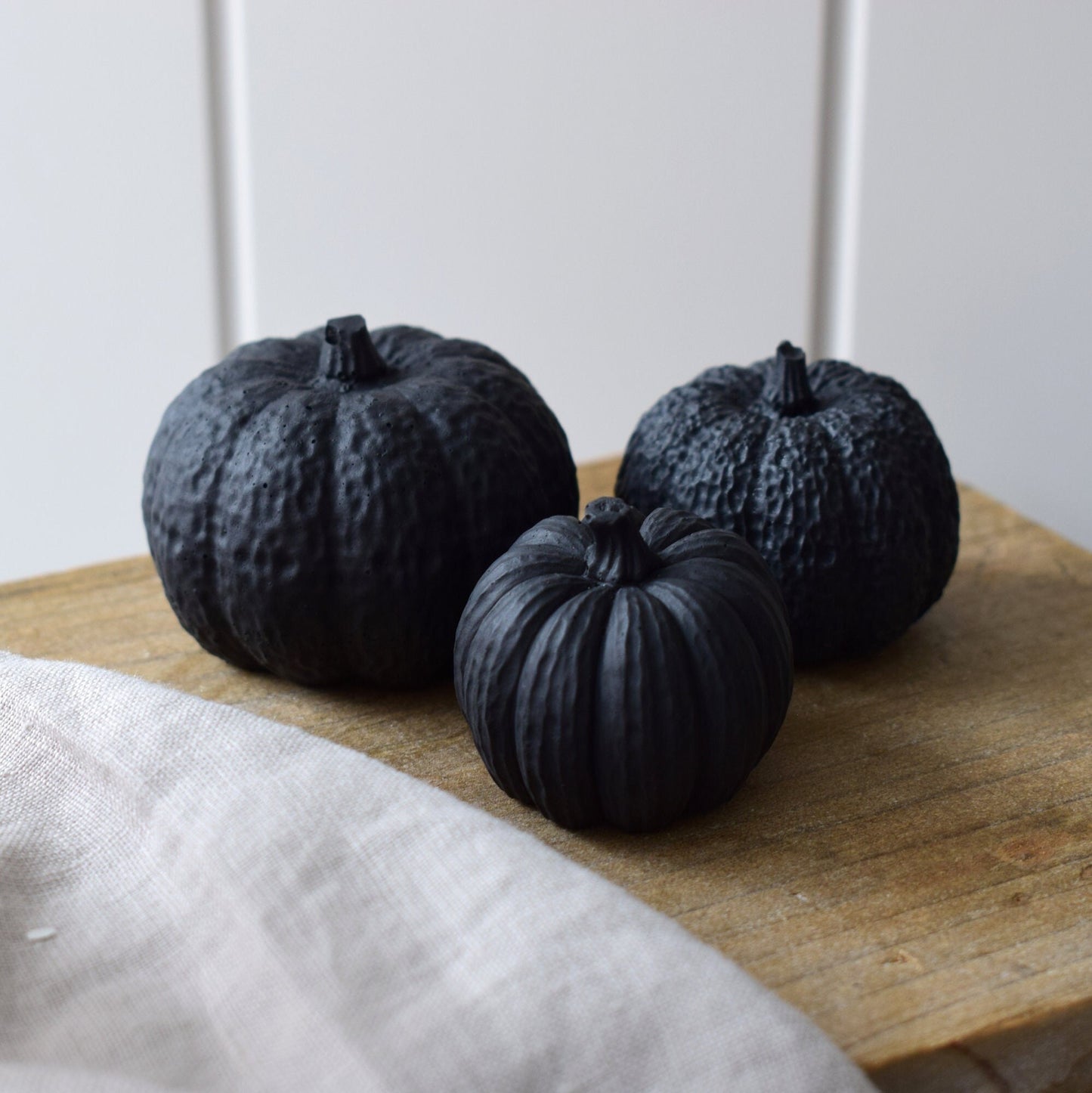 Matte Black Concrete Pumpkins