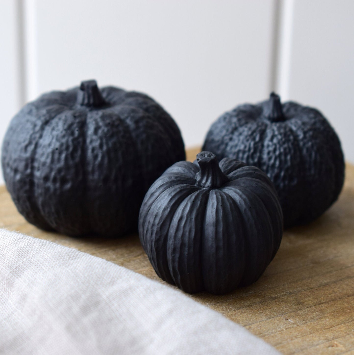 Matte Black Concrete Pumpkins