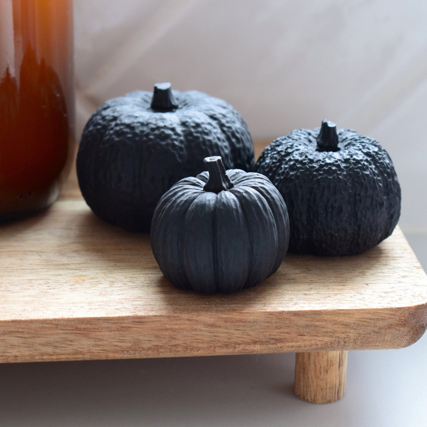 Matte Black Concrete Pumpkins