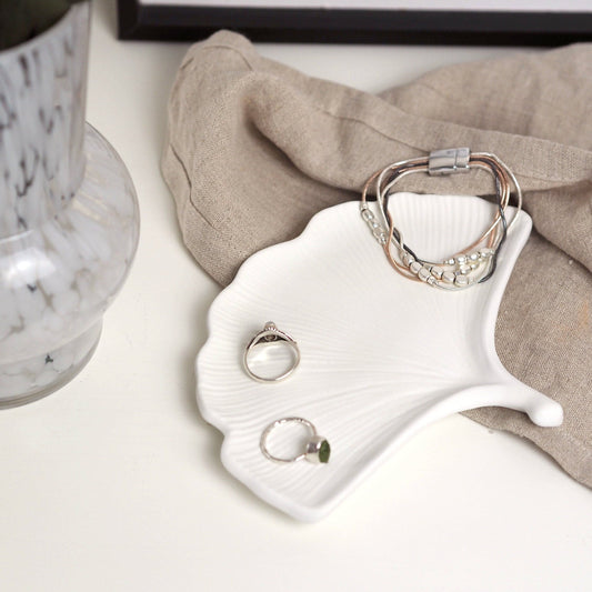 Concrete Ginkgo Leaf Trinket Dish
