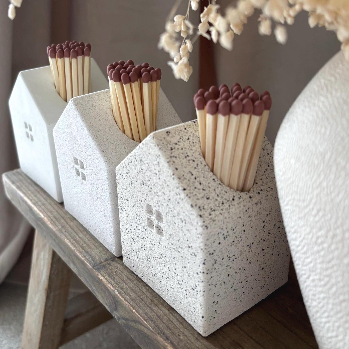 Concrete House Shaped Matchstick Holder
