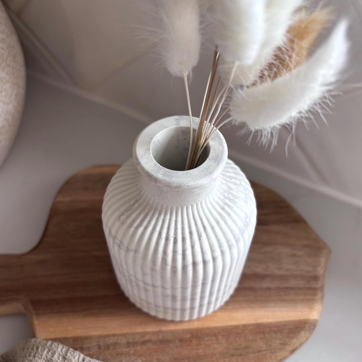 Minimalist Concrete Ribbed Bud Vase