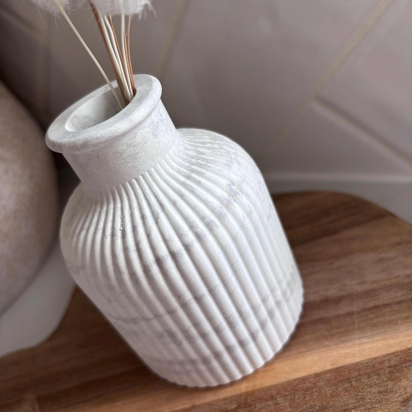 Minimalist Concrete Ribbed Bud Vase