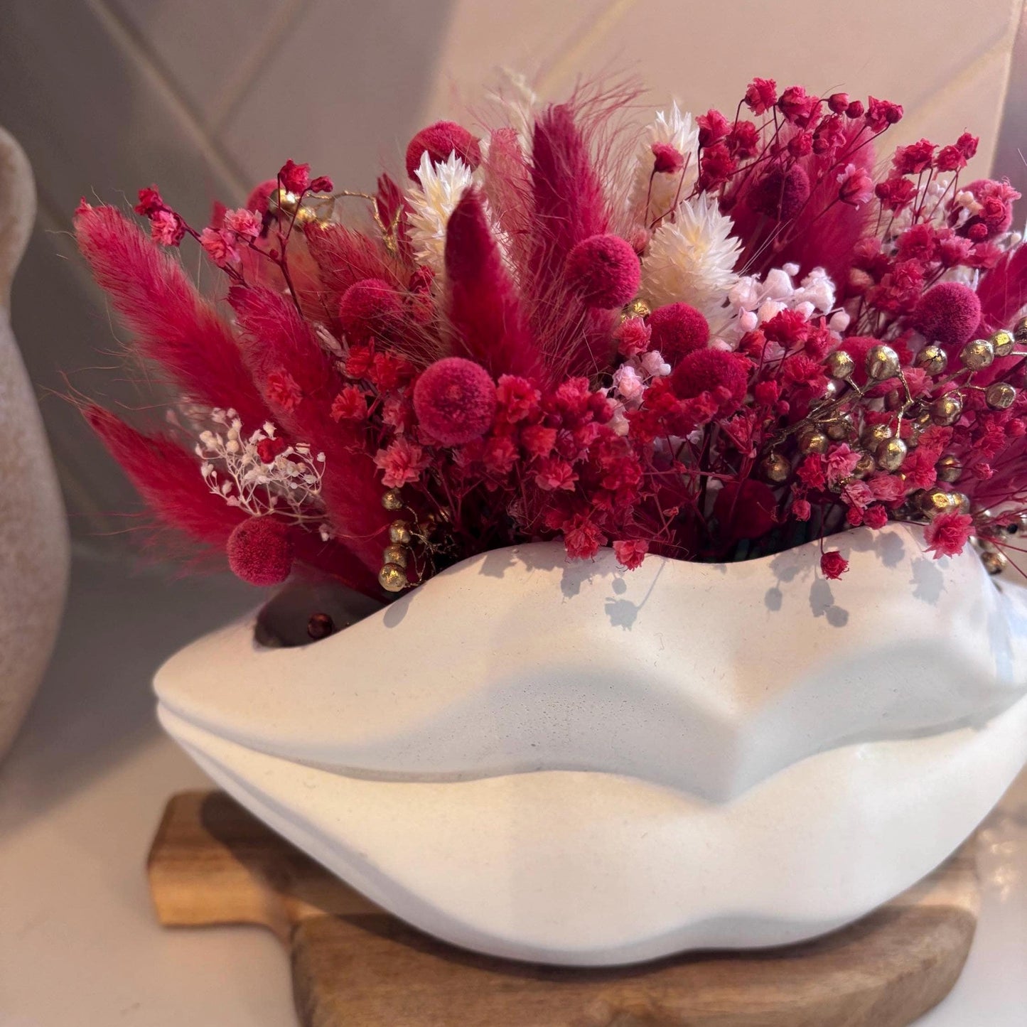 Dried Flower Meadow In Concrete Lip Planter