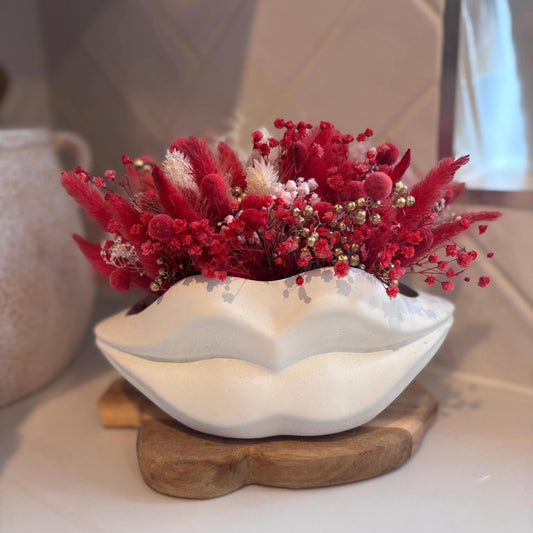 Dried Flower Meadow In Concrete Lip Planter