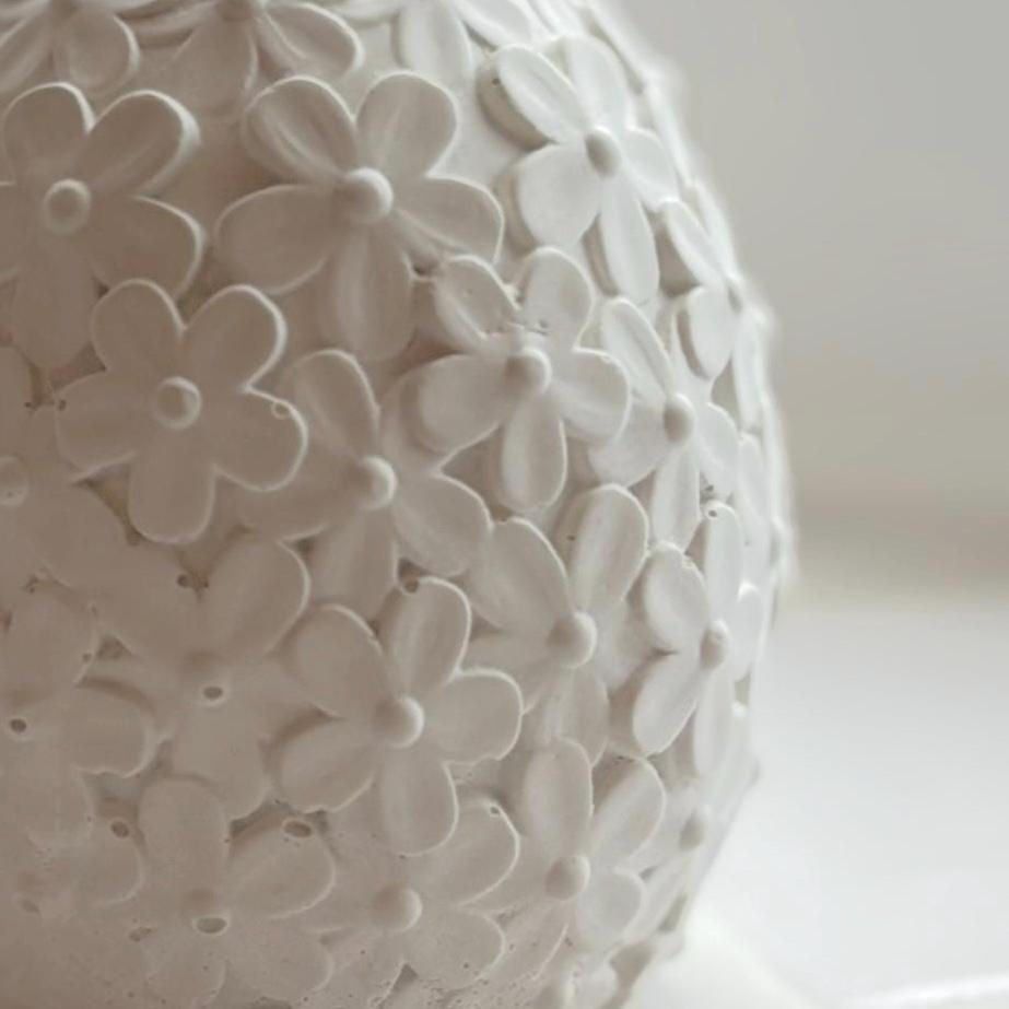 White Concrete Floral Eggs