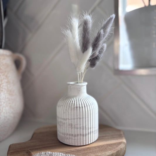 Minimalist Concrete Ribbed Bud Vase