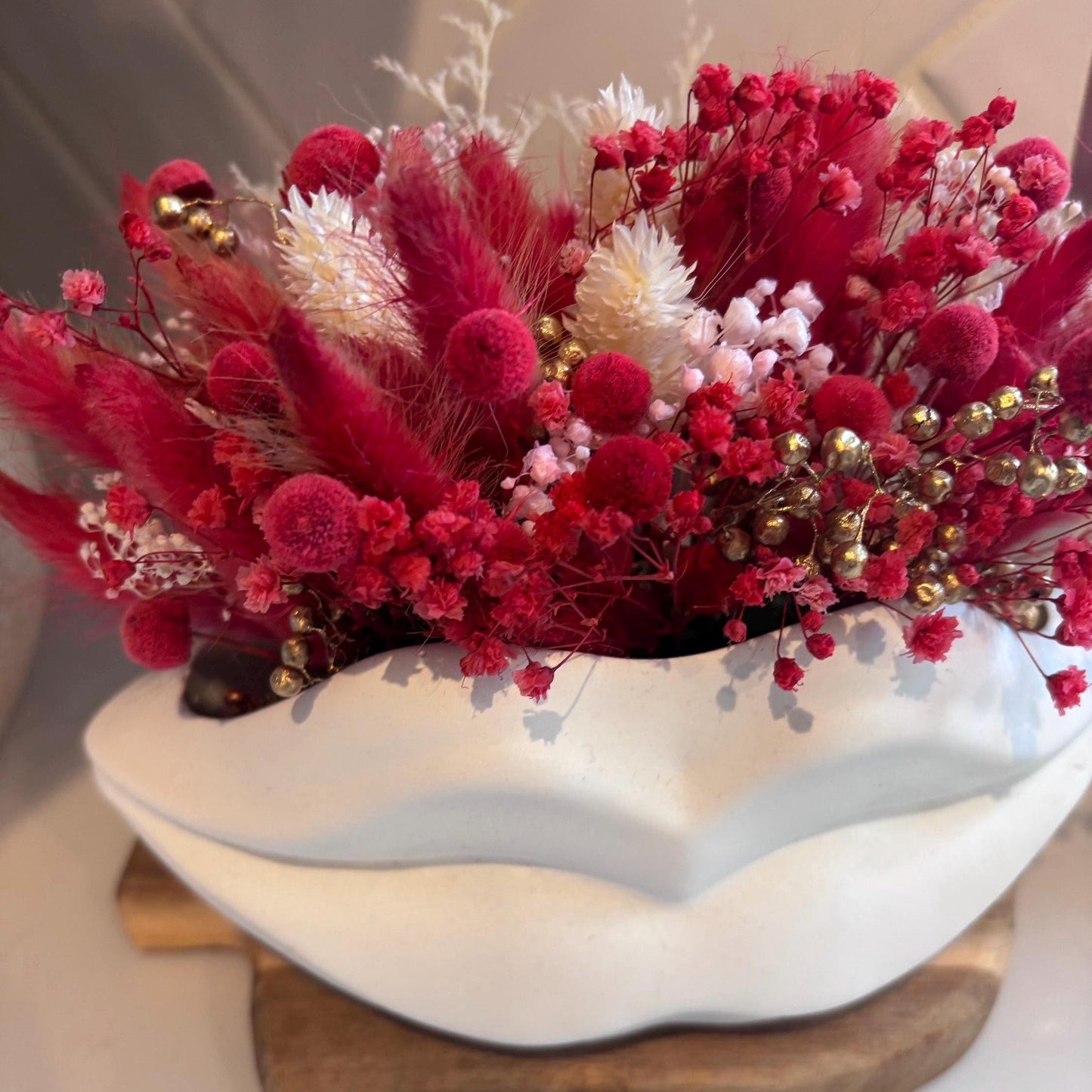 Dried Flower Meadow In Concrete Lip Planter
