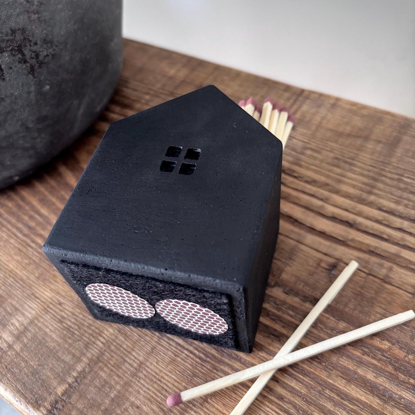 Black House Shaped Matchstick Holder