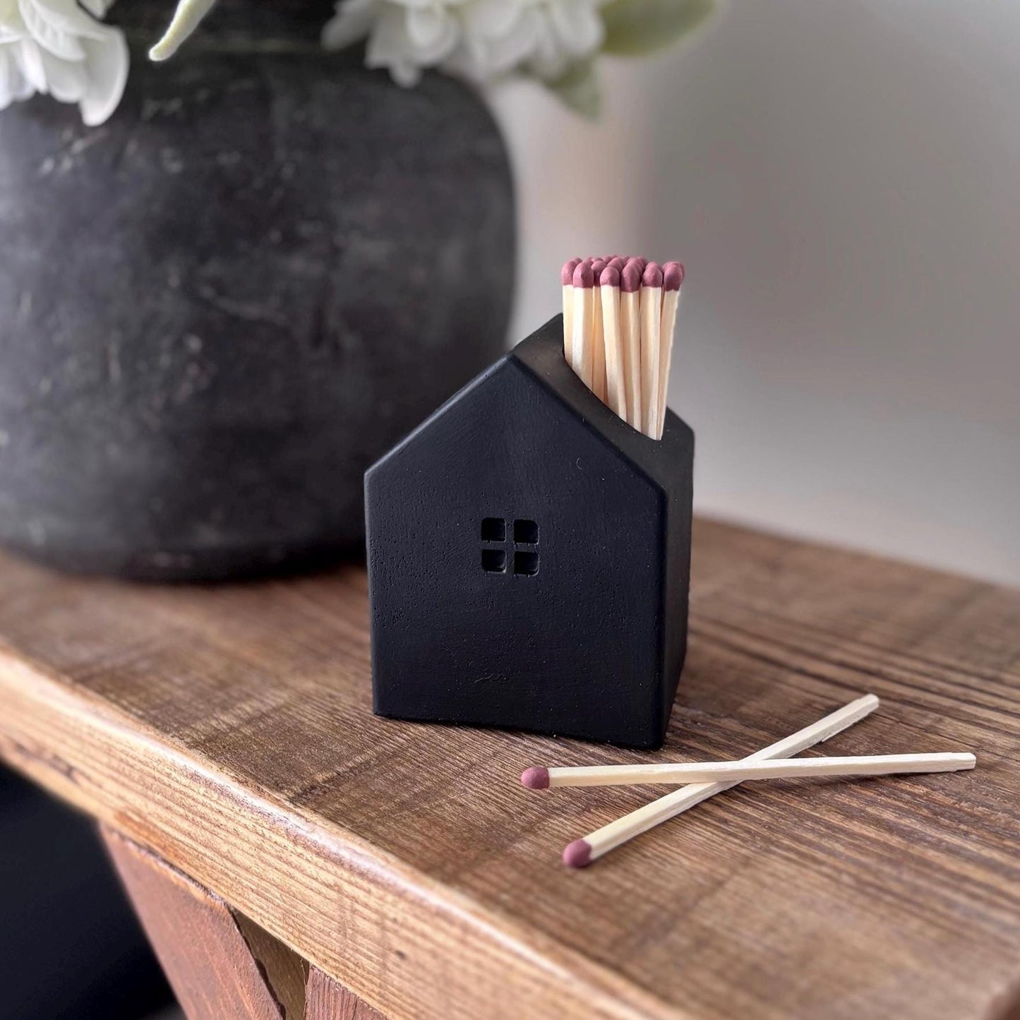 Black House Shaped Matchstick Holder