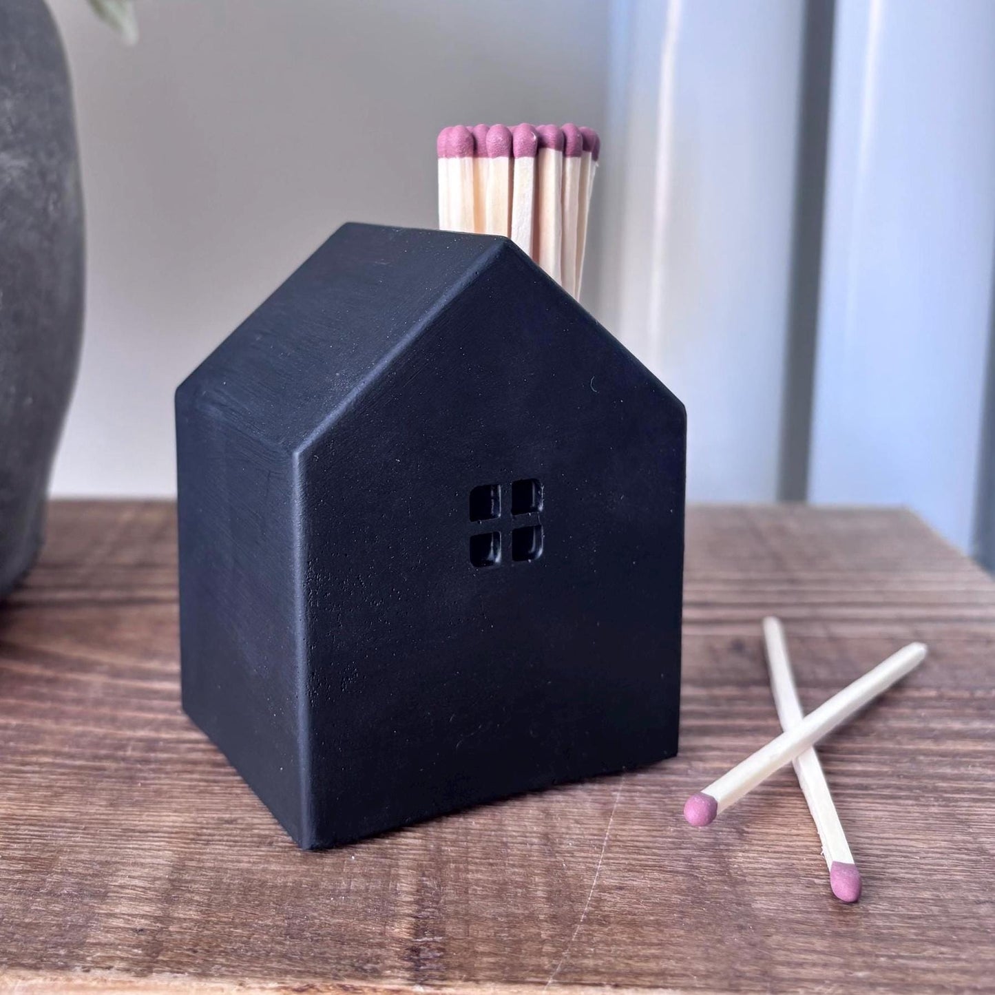 Black House Shaped Matchstick Holder