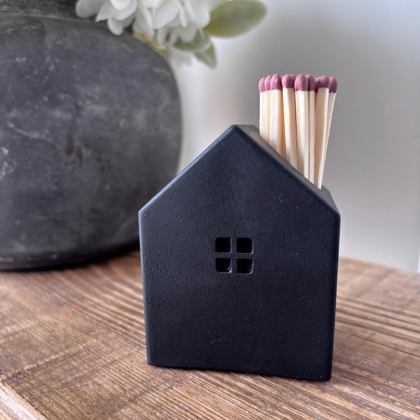 Black House Shaped Matchstick Holder