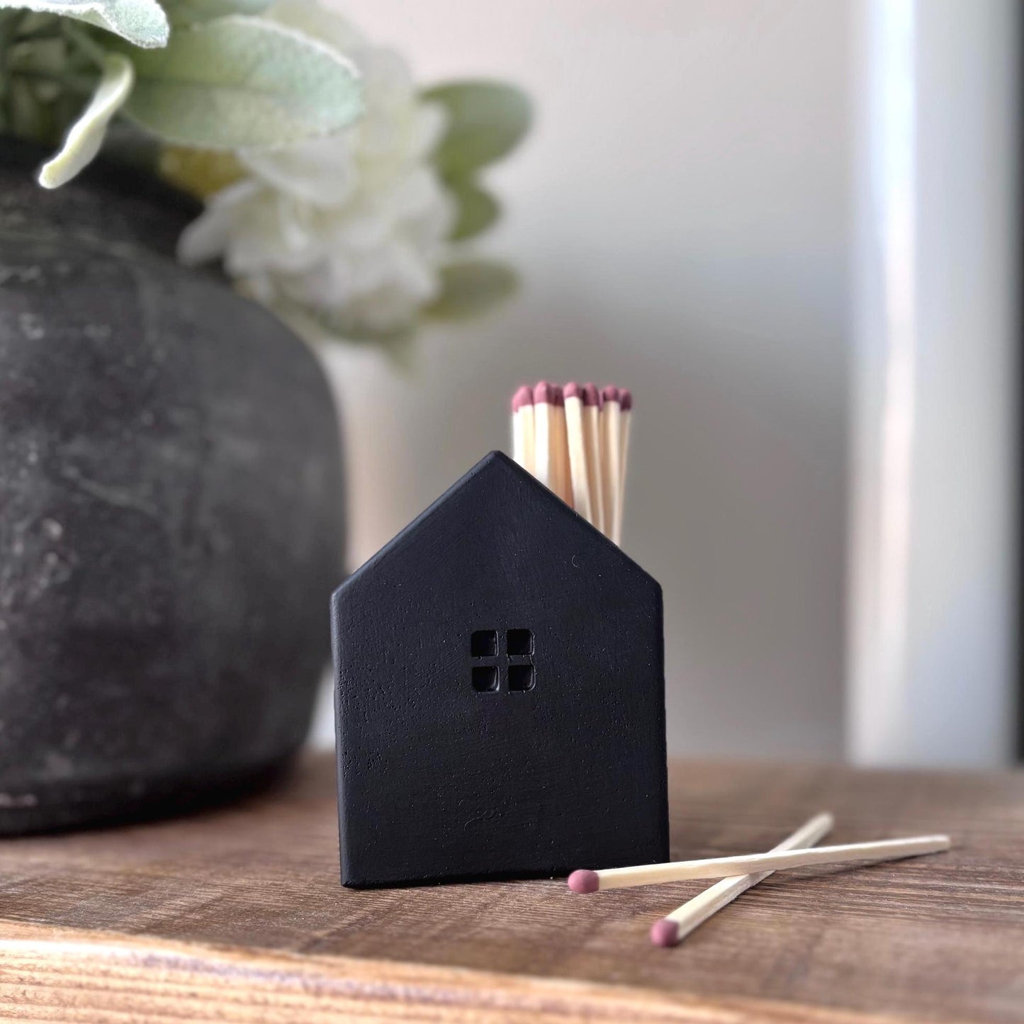 Black House Shaped Matchstick Holder