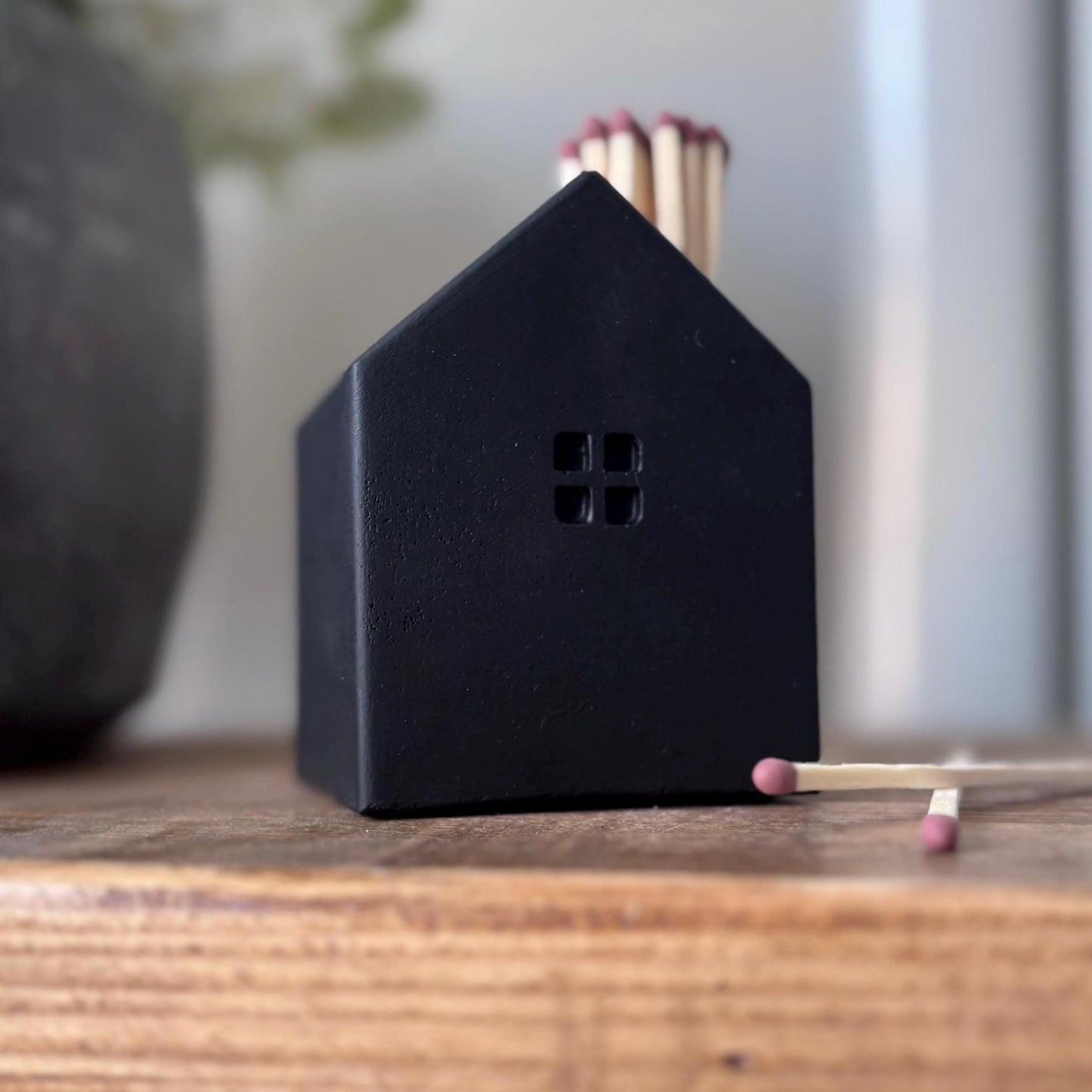 Black House Shaped Matchstick Holder