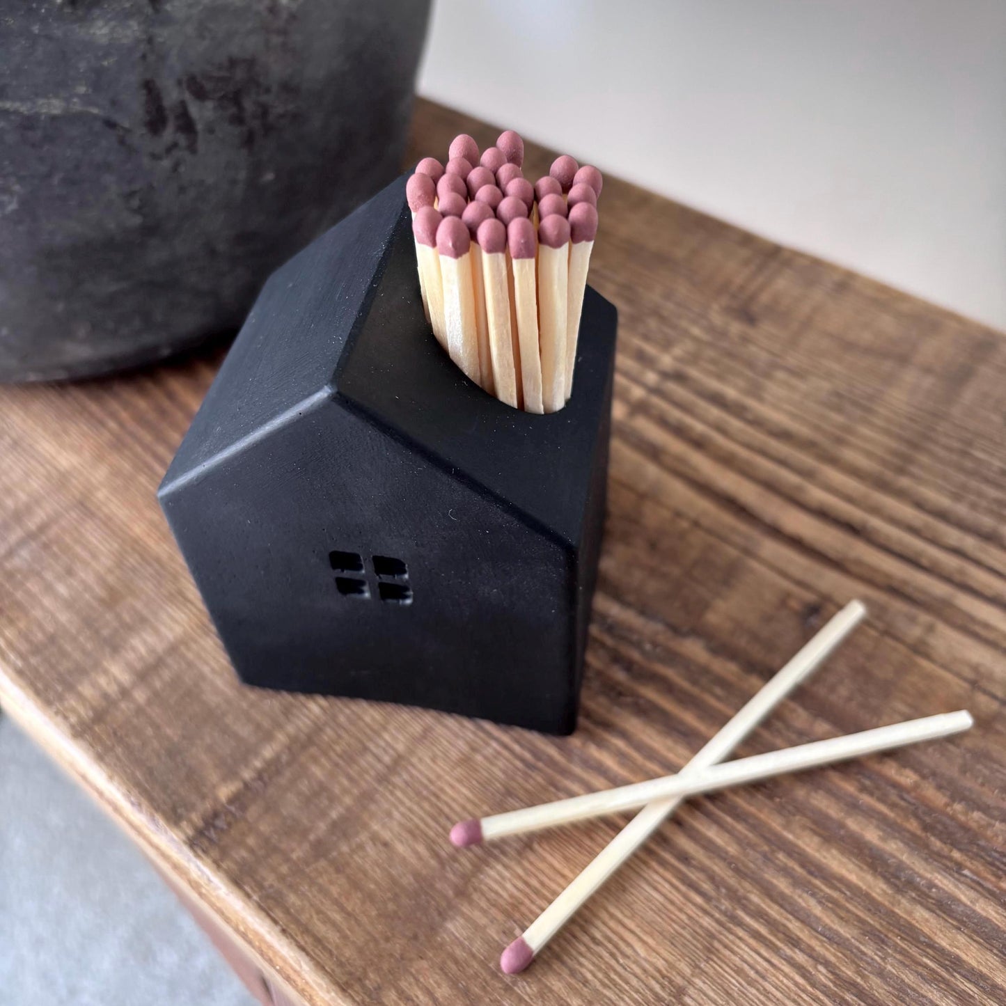 Black House Shaped Matchstick Holder