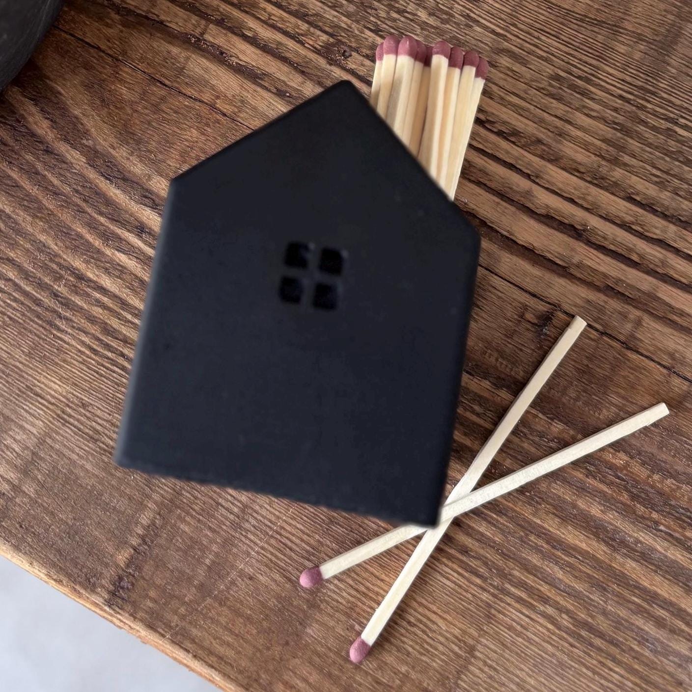 Black House Shaped Matchstick Holder