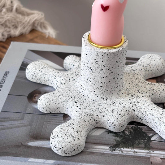 Concrete Paint Splat Candlestick Holder | Modern Sculptural Candle Holder | Quirky New Home Gift | Unique Table Decor | Taper Candle Holder