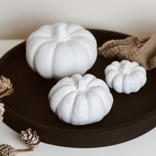 Load image into Gallery viewer, White Concrete Pumpkins on Black Styling Tray
