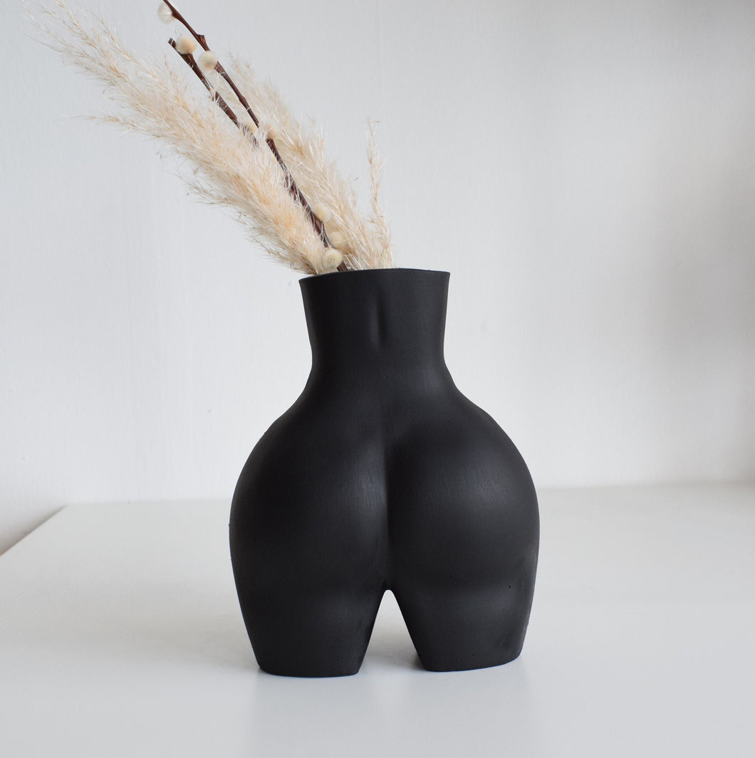 Matt Black Concrete Booty Vase